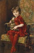 Alois Hans Schram Young Girl with Doll oil painting artist